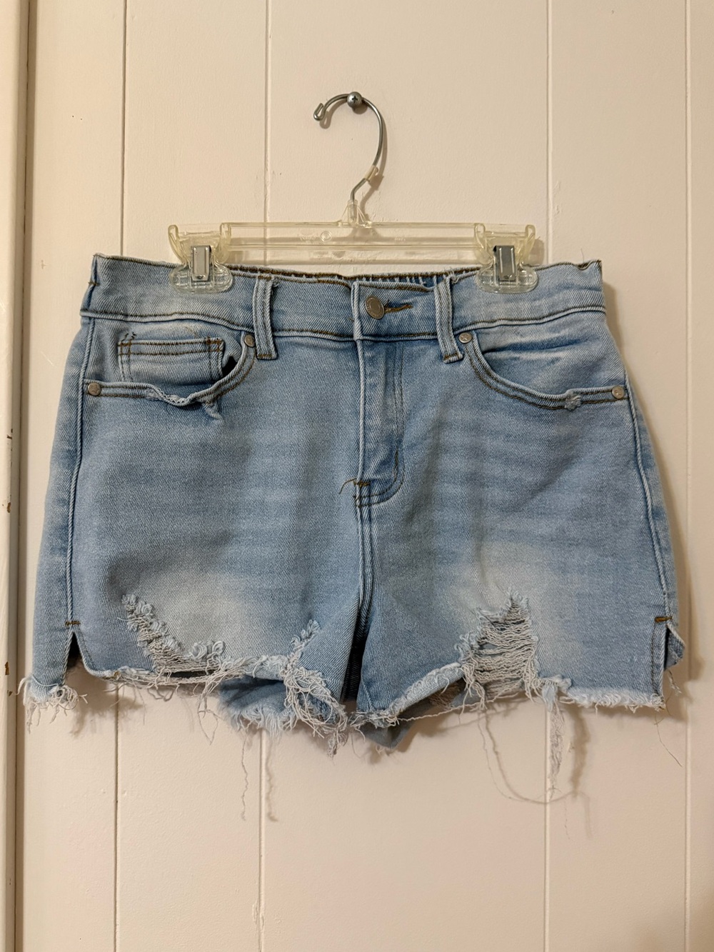 Women's Celebrity Ace Light Blue Distressed Denim Jean Shorts